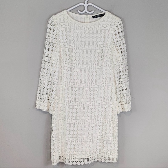 Ralph Lauren White Lace Shift Cocktail Dress Size 10 - Picture 2 of 7